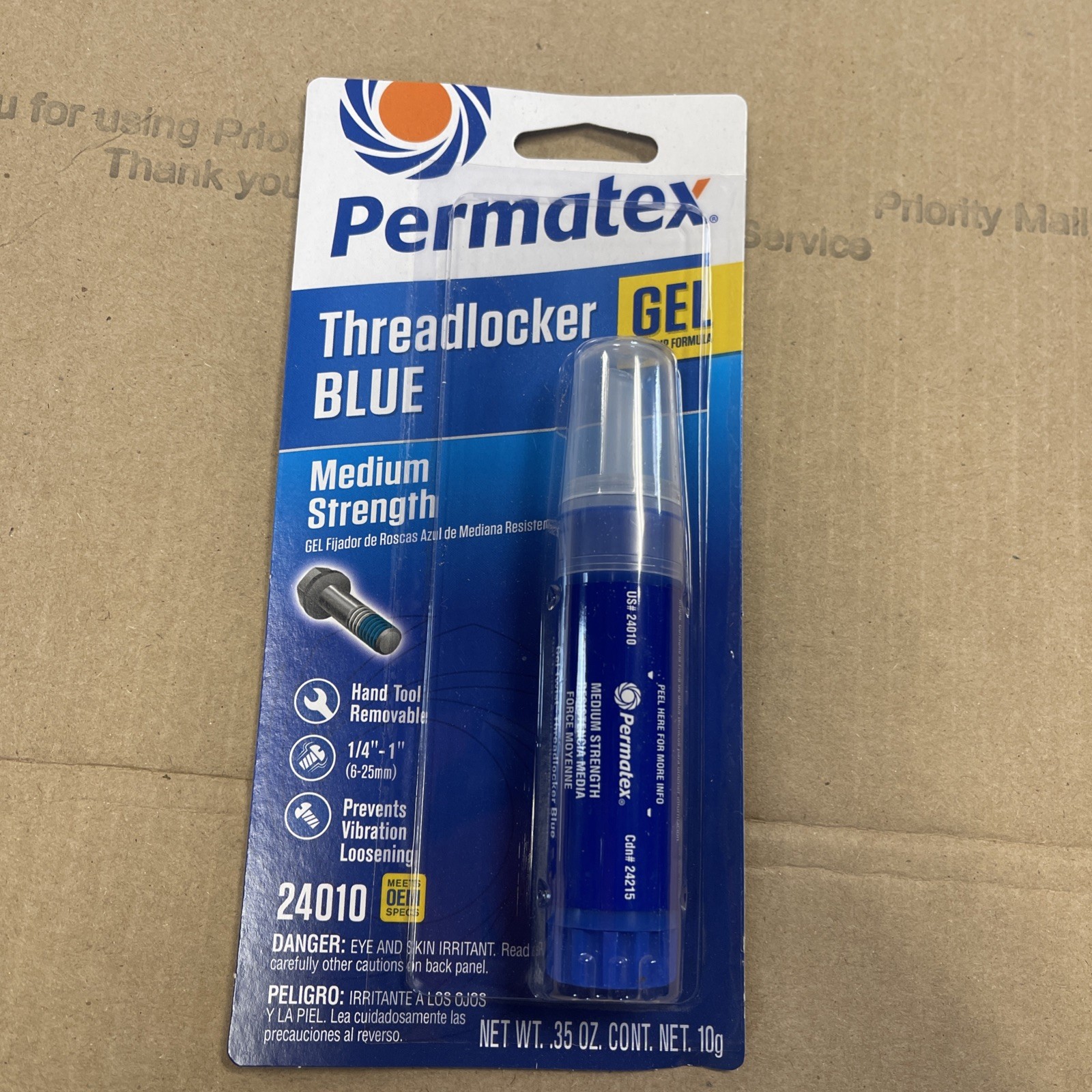 Permatex 24010 Blue Threadlocker Gel Medium Strength No Drip Formula New Sealed!