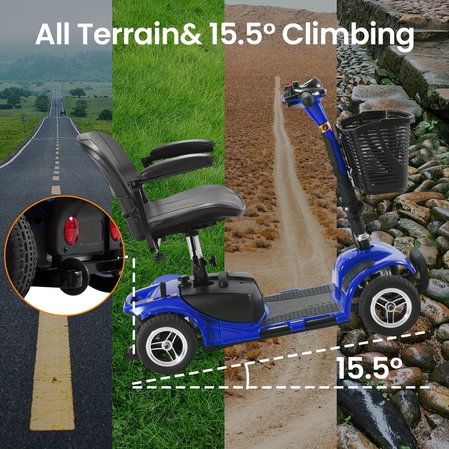 4 Wheels Mobility Scooter Power Heavy Duty Electric Wheelchairs For All Terrain