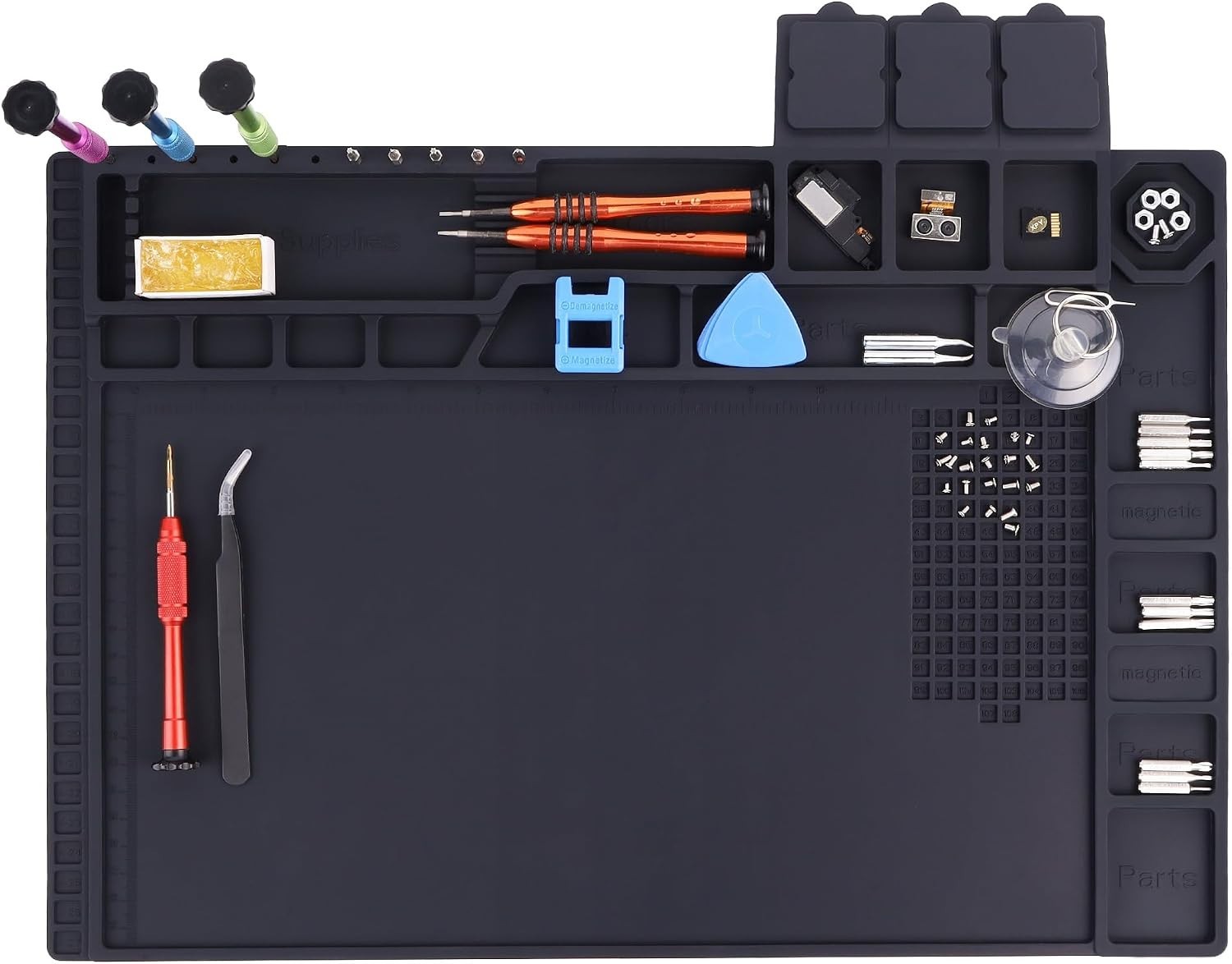SILICONE RUBBER ESD ANTI-STATIC GROUNDING MAT FOR ELECTRONICS REPAIR LARGE BLACK