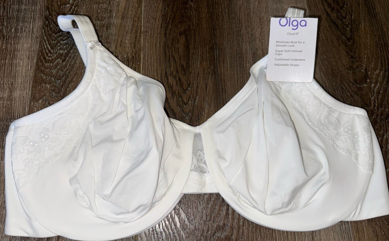 Olga ~ Women's Bra Minimizer Cloud-9 Underwire Unlined White By Warner's ~ 40DDD
