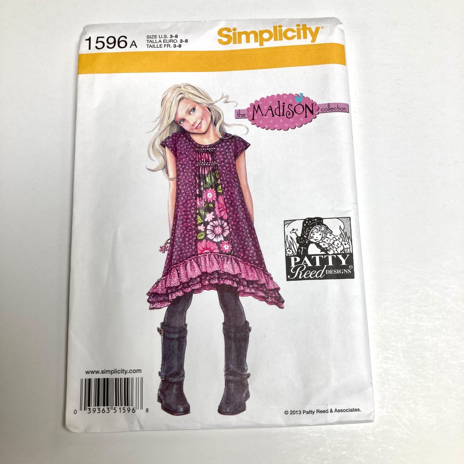 Simplicity 1596 Girl Size 3-8 Dress Patty Reed Madison Uncut Factory Folds