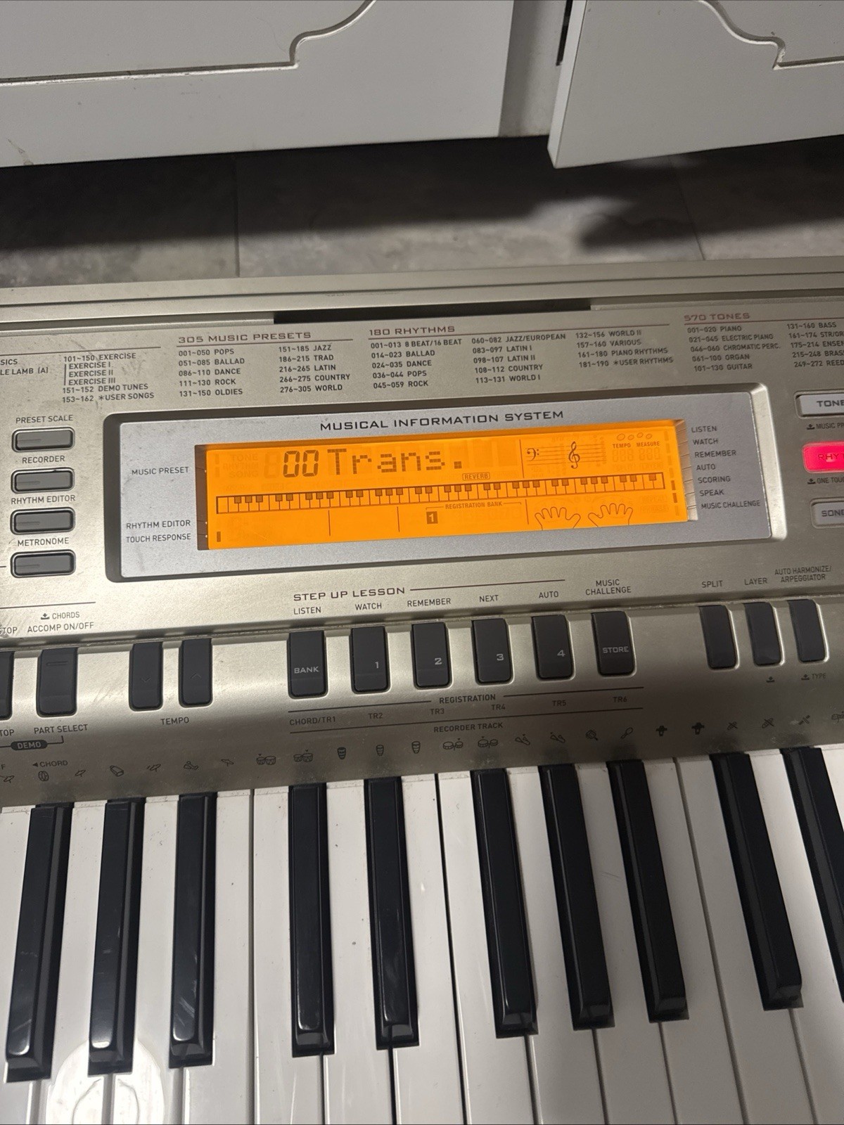 Casio WK-200 Gray Portable Touch 76-Key Workstation Electronic Keyboard Tested