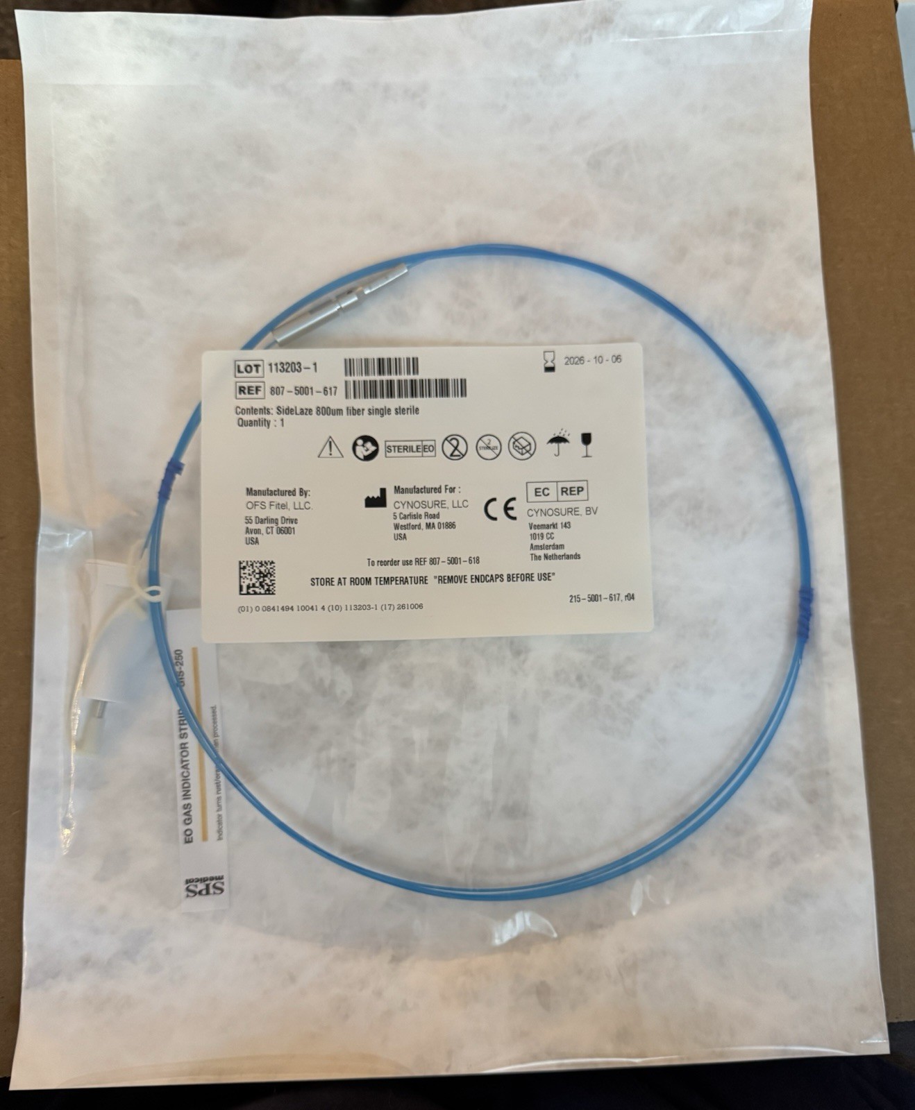 New Cynosure SmartLipo Laser SideLaze 800um Blue Fiber 807-5001-617 Exp10/2026