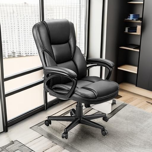 Serta Big & Tall Office Chair, Bonded Leather, Black