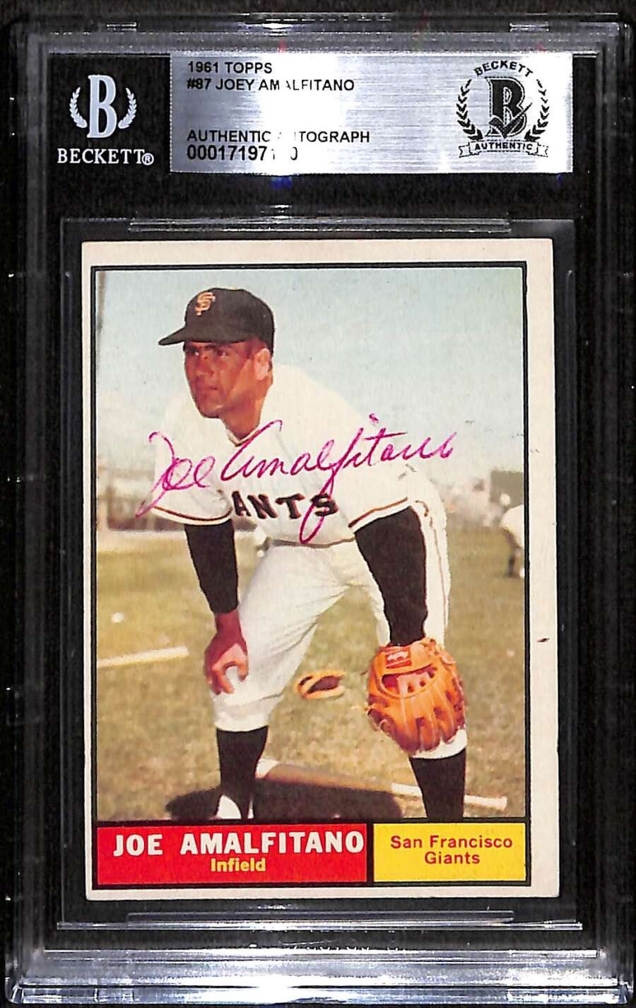 1961 Topps 87 Joe Amalfitano  BGS Auto Autographed BVG Authentic C92409