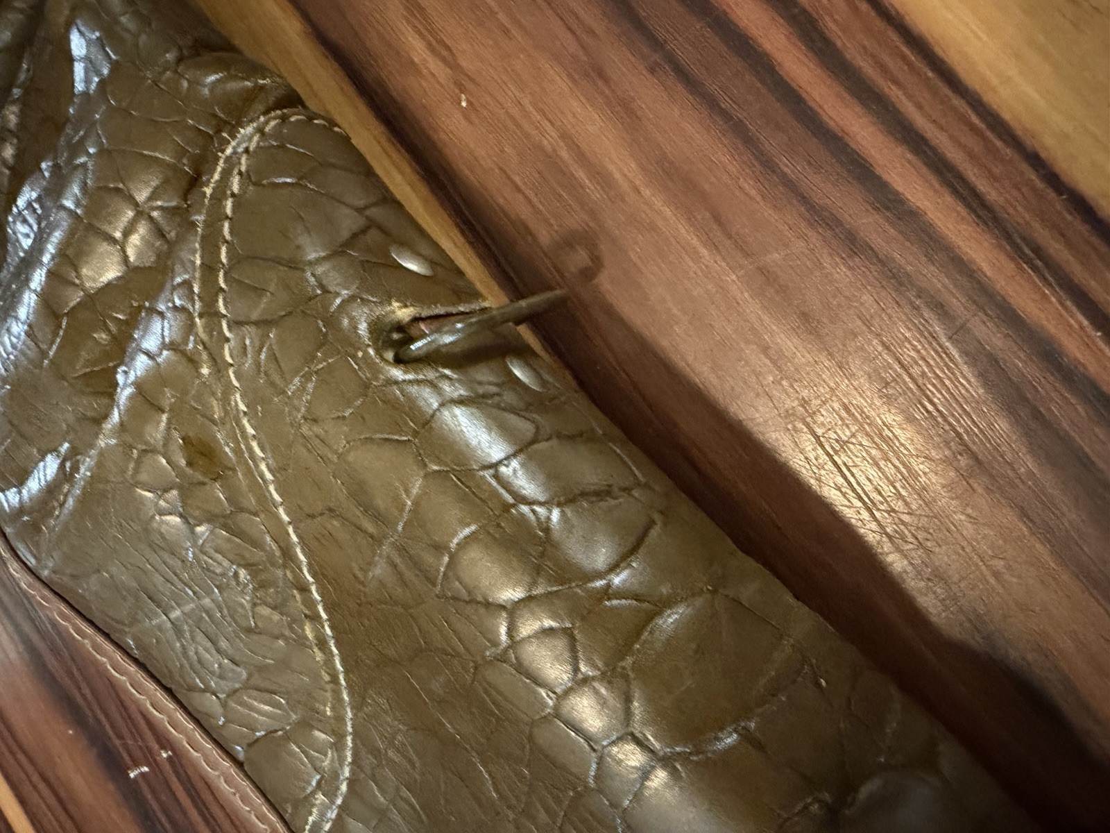 Vintage Rifle Case 52” Long Boyt Crocodile Alligator Pattern Soft Fur Lining