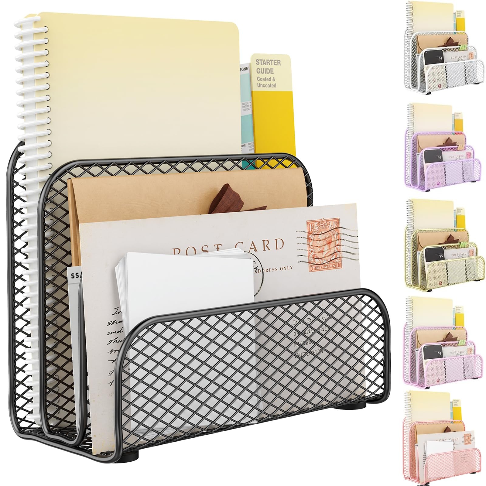 Mail Organizer Countertop, Metal File Holder with 3-Slot