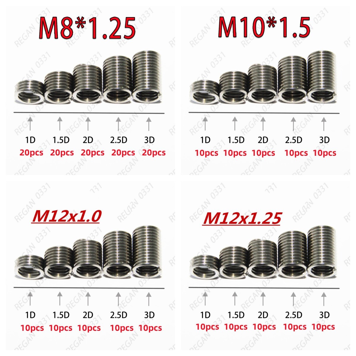 M8 M10 M12 Metric 304 Stainless Steel Helicoil Thread Inserts Assortments