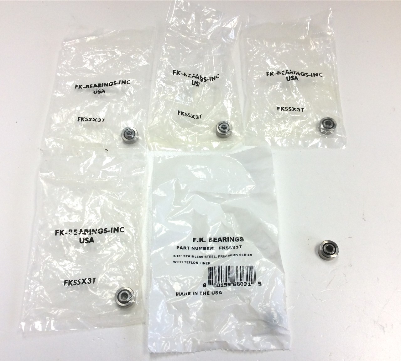 Lot of 6 F.K. Bearing FKSSX3T Precision Series Plain Spherical, Stainless Steel