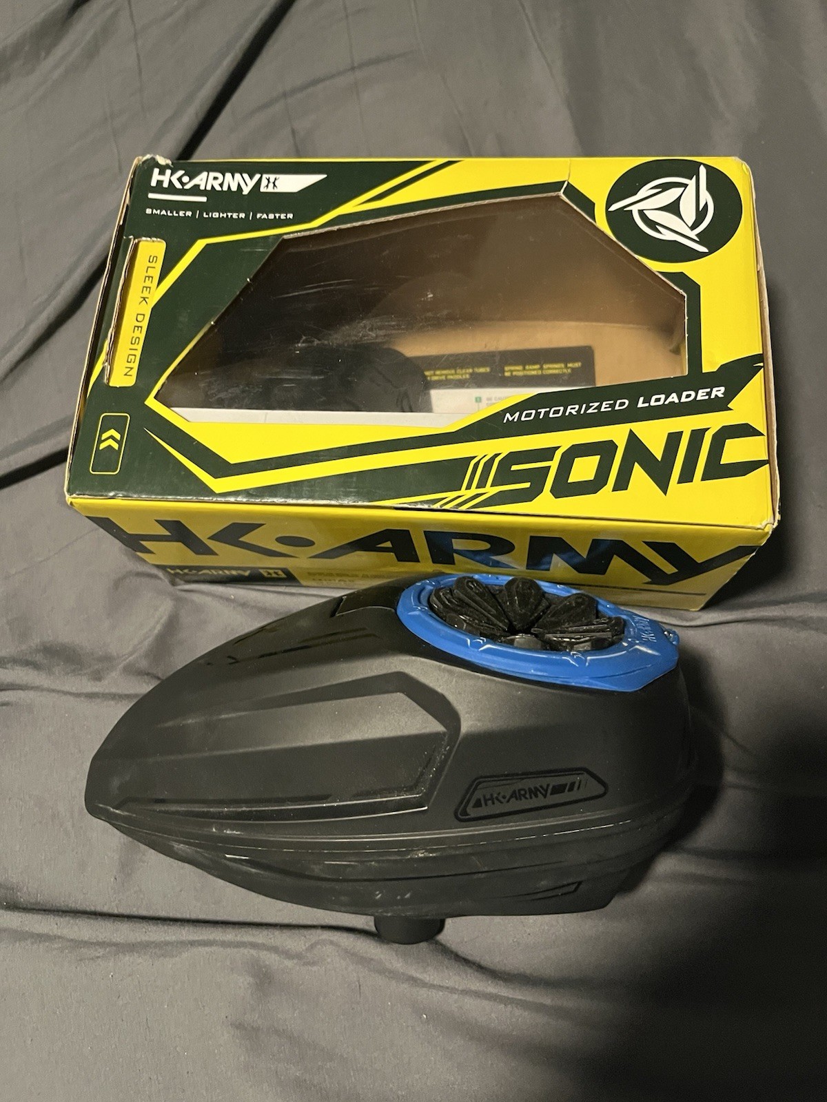 HK Army Sonic Plus Electronic Paintball Loader Feeder Hopper  Black/Blue  Speed
