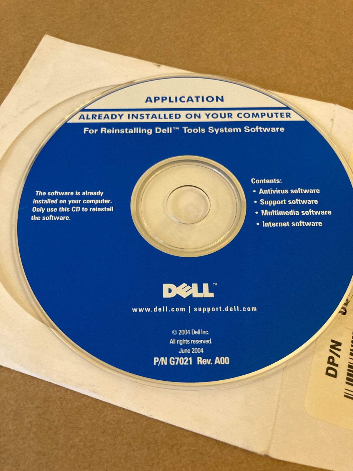 Dell Application Disc for Reinstalling Dell Tools System Software 2004 Rev A00