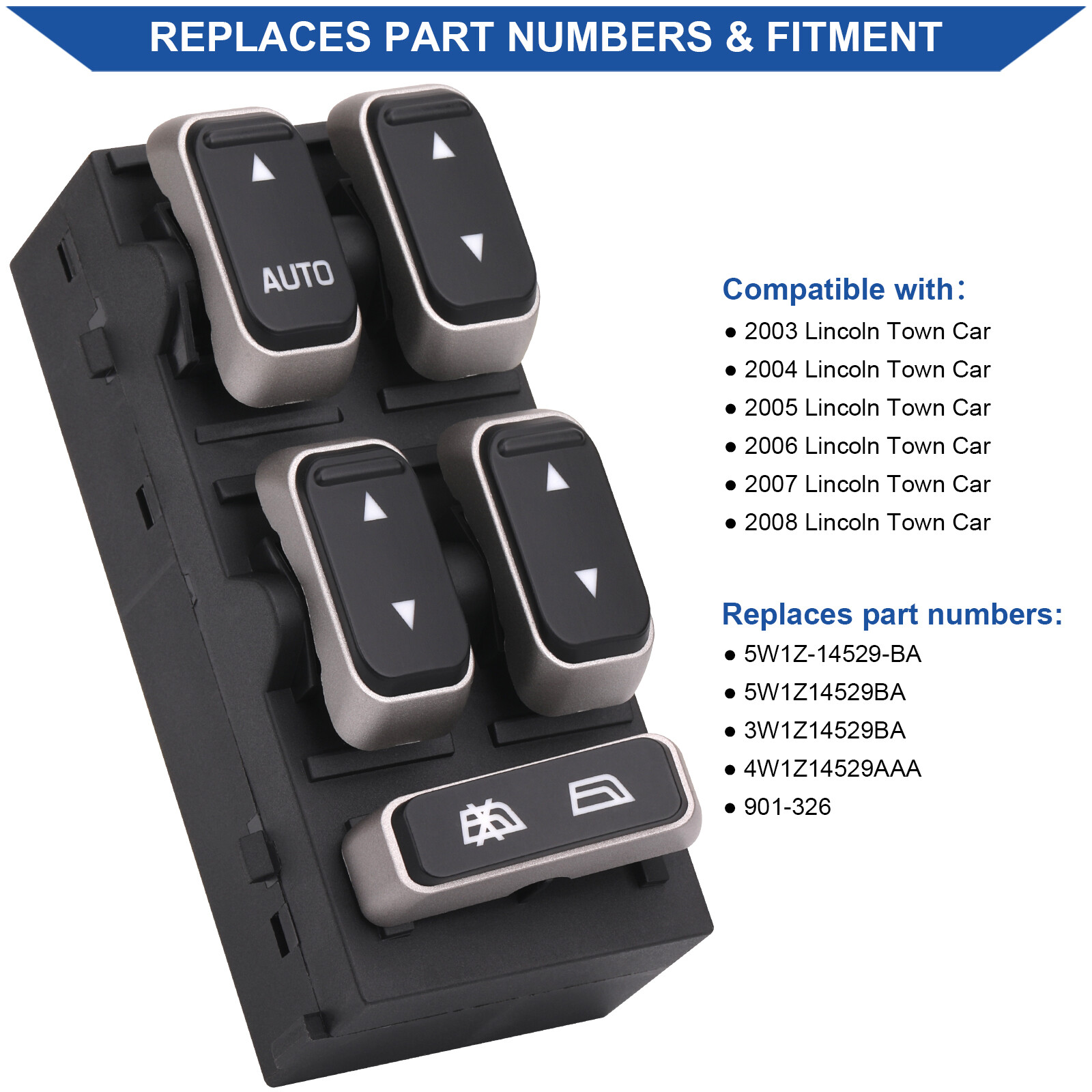Master Window Switch Control for Lincoln Town Car 2003 2004 2005 2006 2007 2008
