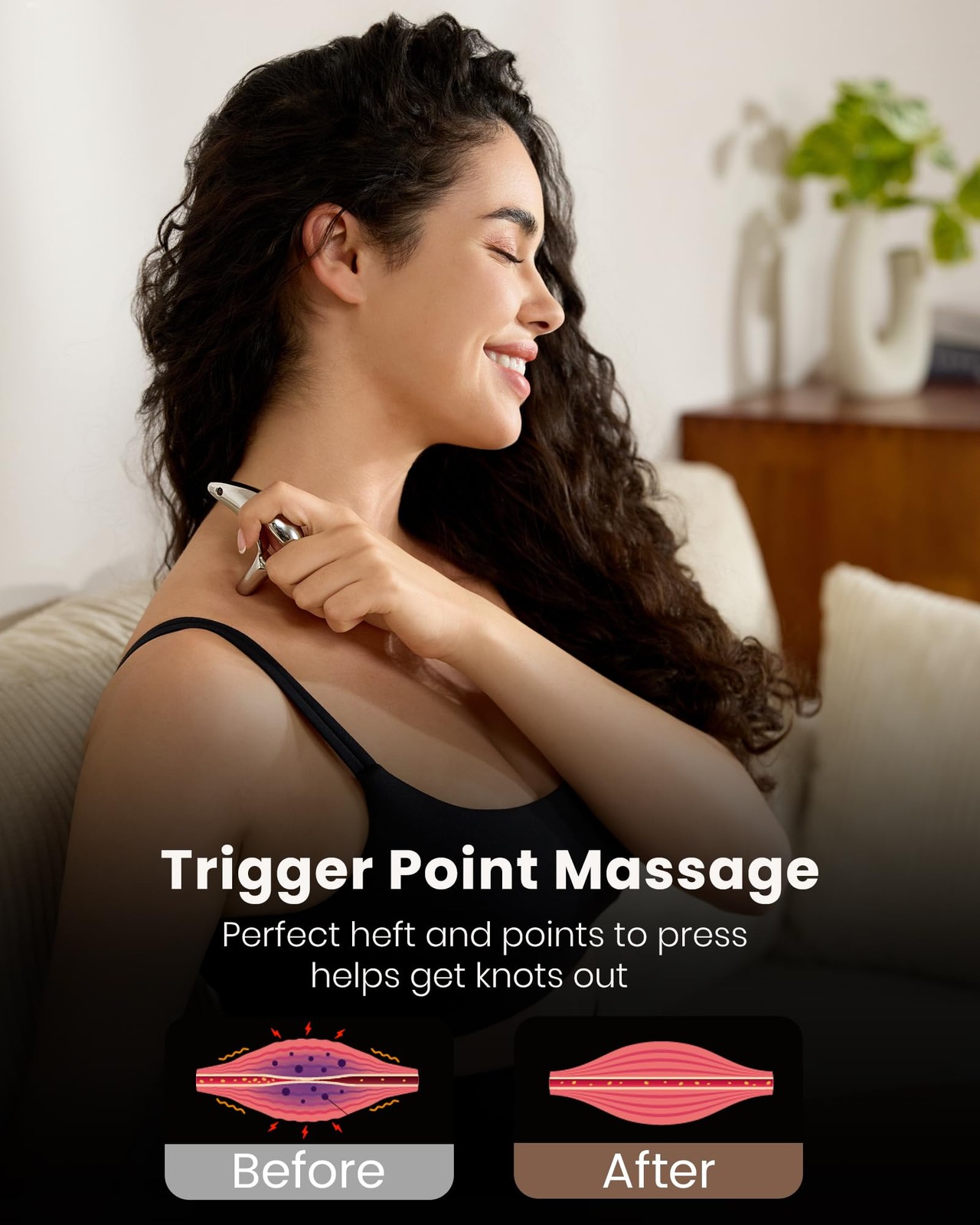 lifechill Trigger Point Massage Tool for Pain Relief Deep Tissue & 1, Silver