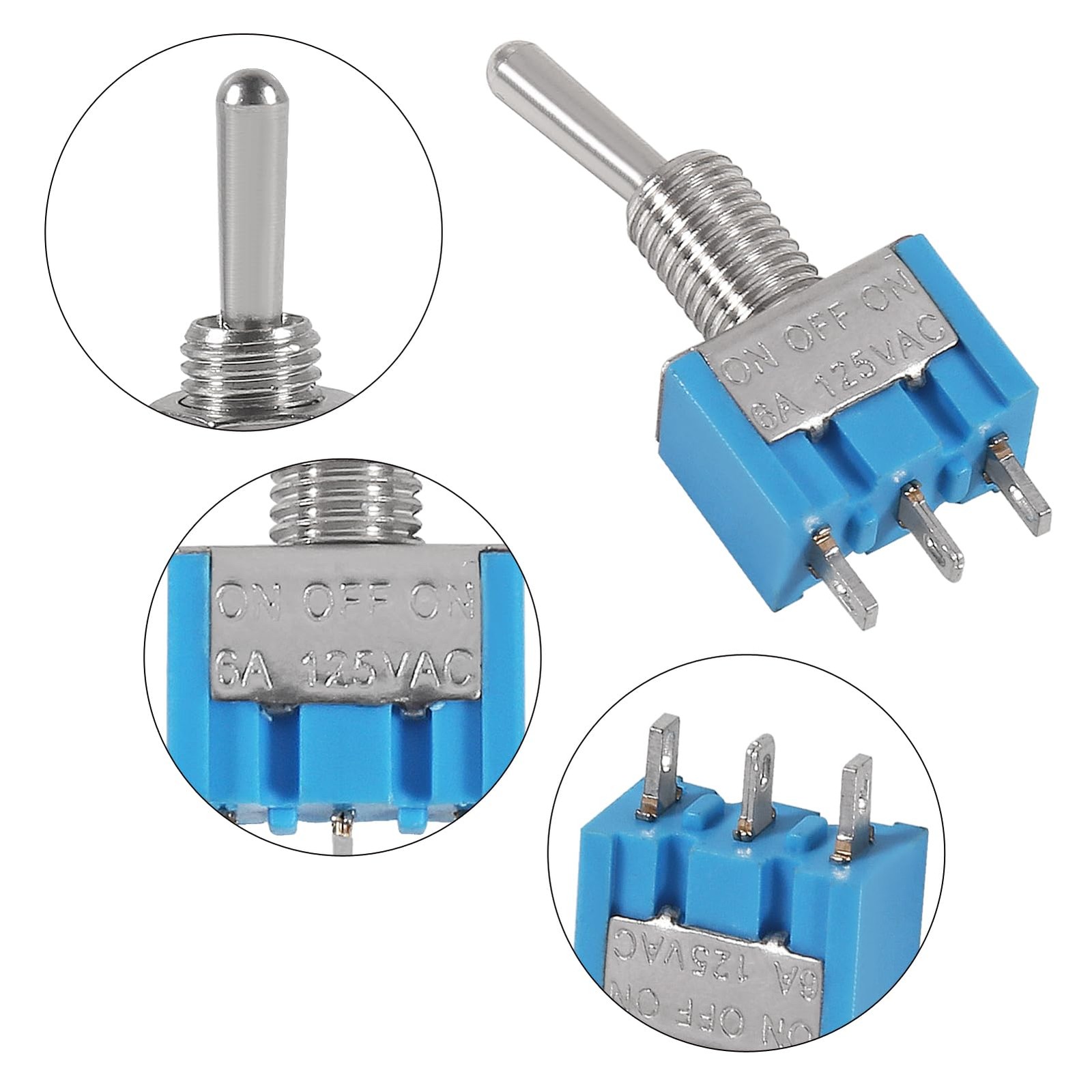 DWEII 20Pcs SPDT Mini Toggle Switch 3 Pin 3 Position ON/Off/ON Miniature...