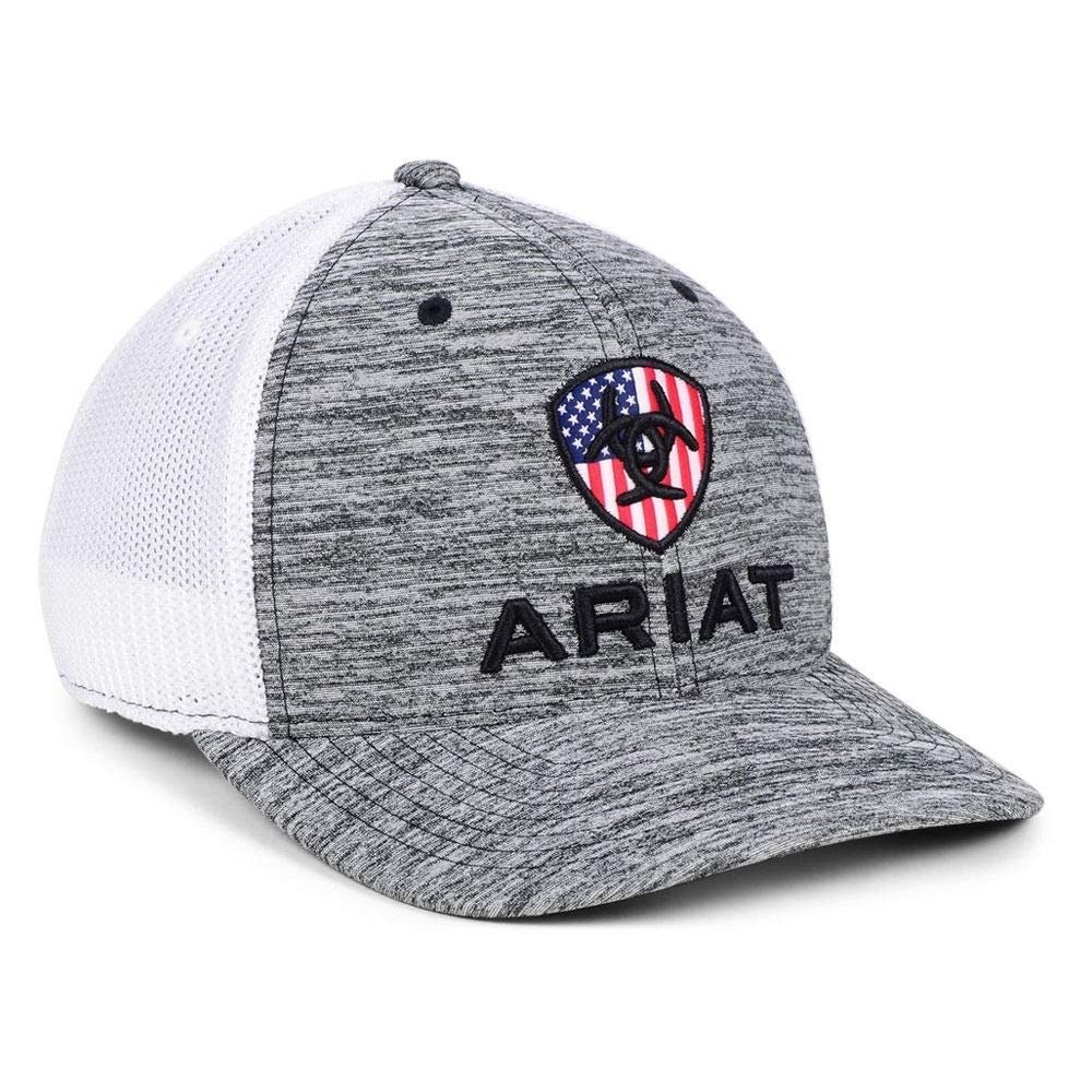Ariat RWB Shield Logo Flexfit110 Snapback Cap Heather Grey/White One Size