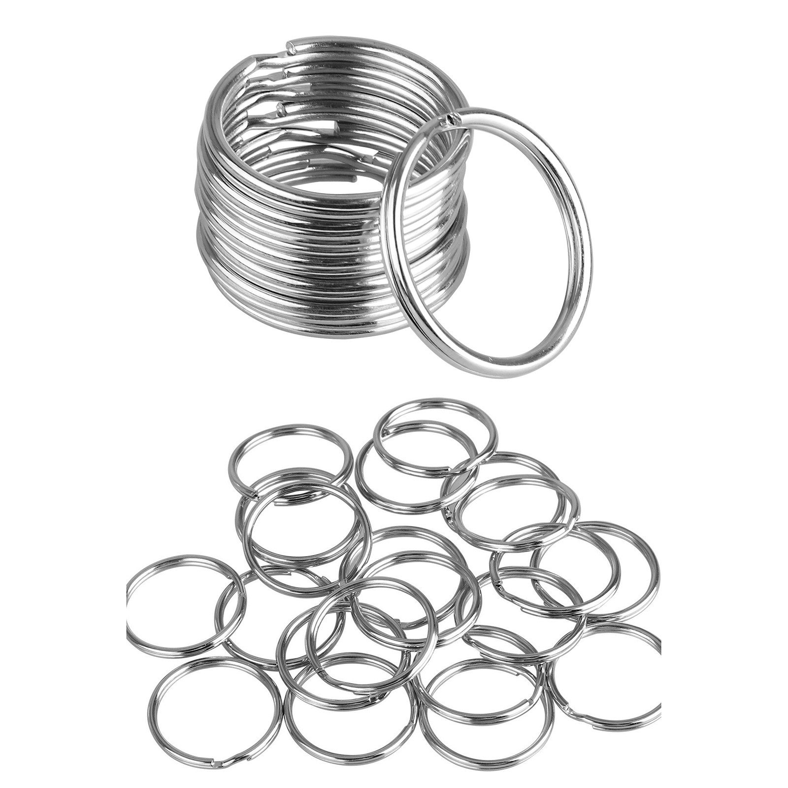 100pcs 25mm Iron Metal Flat Key Ring Split Ring Keychain Split Keychain