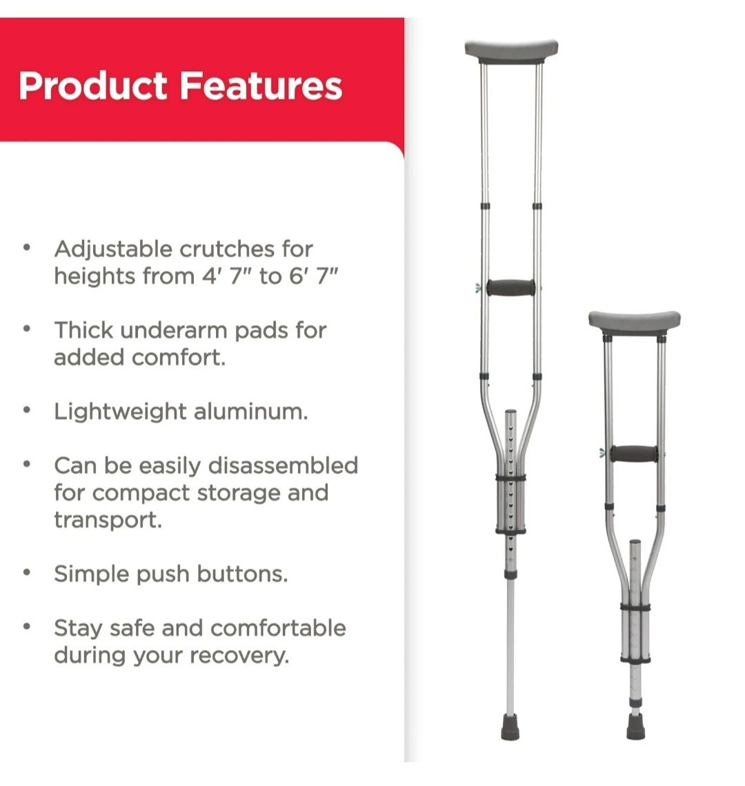 Equate Universal Crutches - Aluminum