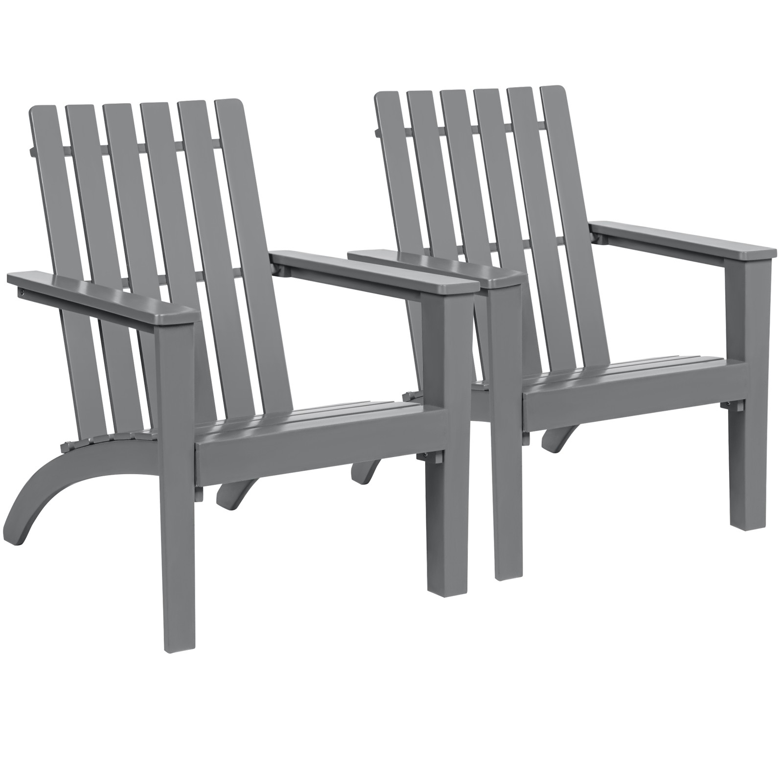 Patiojoy Patio 2PCS  Adirondack Chair Acacia Wood Lounge Armrest Garden Gray