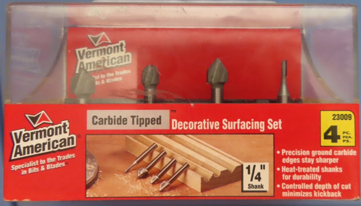 Vermont American Carbide Tipped Decorative Surfacing Set 4 piece set #23009