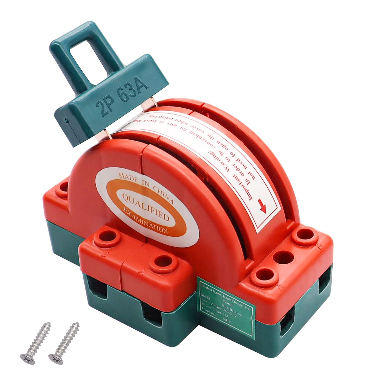 Disconnect Knife Switch 63A 220V 2 Pole Double Throw DPDT Power Disconnect Switc