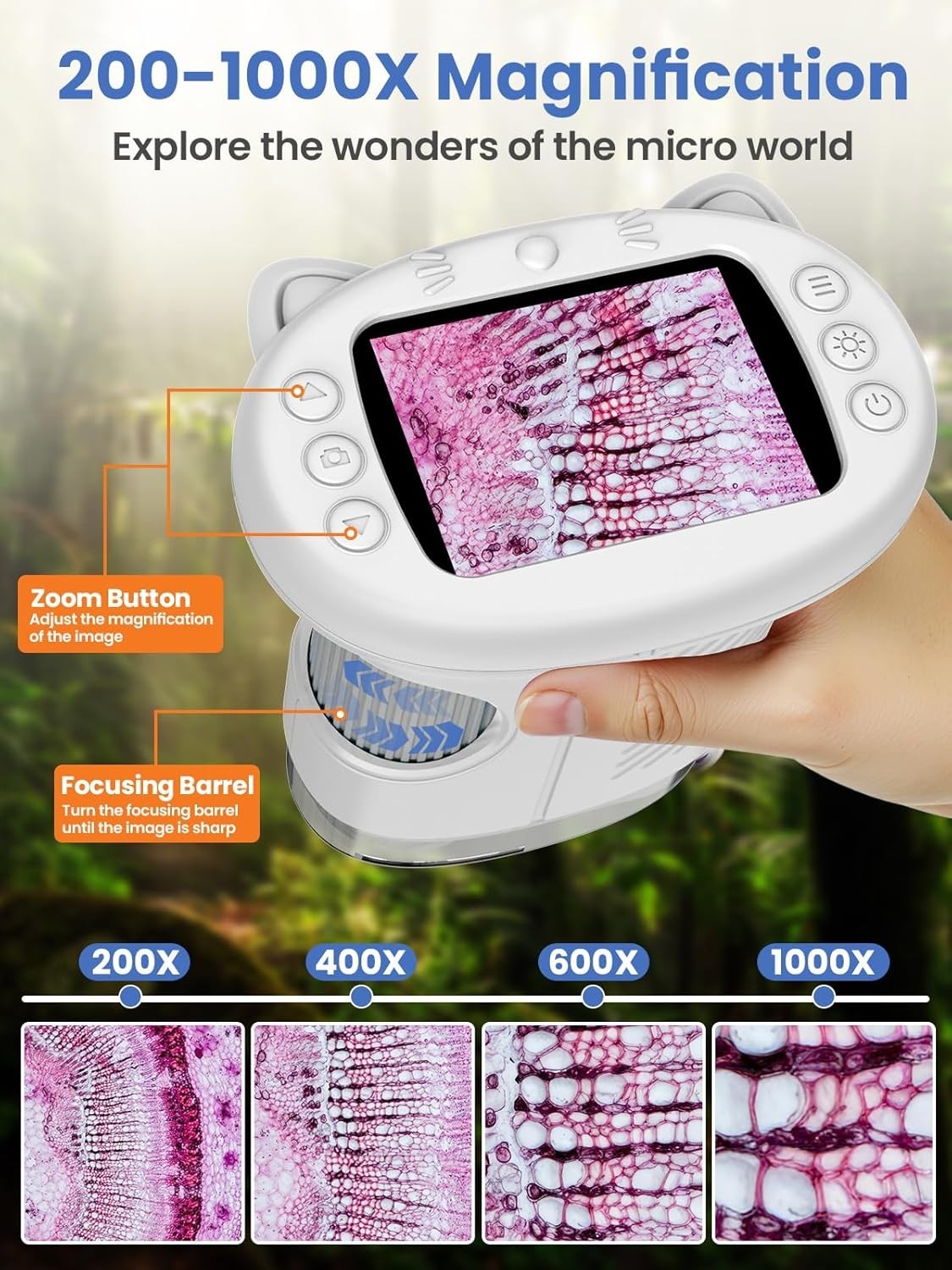 Educational Digital Microscope for Kids - 2.4 Inch Screen & 200 Photo Storage