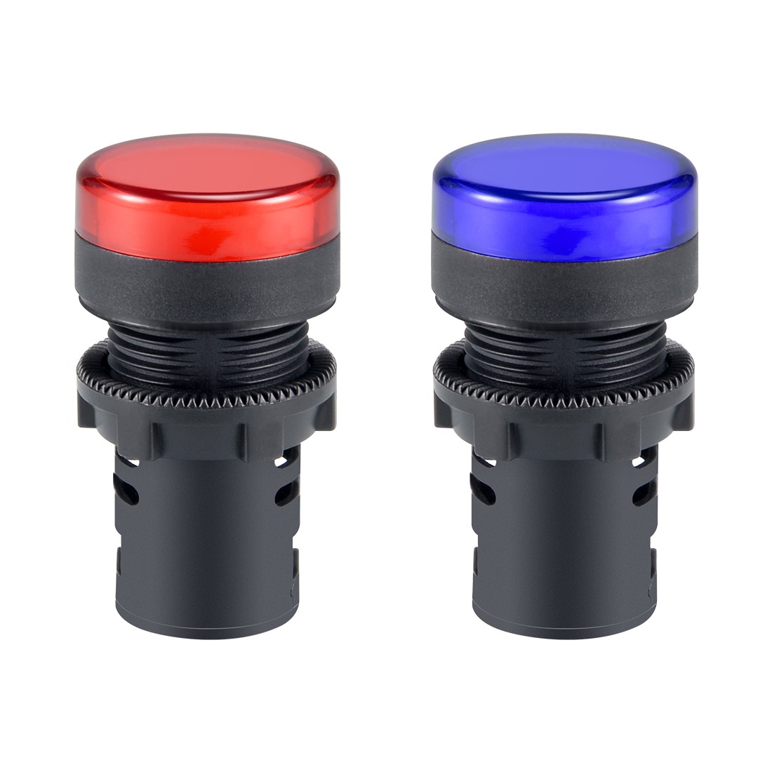 2Pcs AC 220V Indicator Lights, Red+Blue LED, Flush Panel Mount 7/8" 22mm