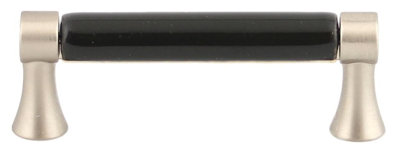 3" Black Ceramic Center Pull Brushed Pewter