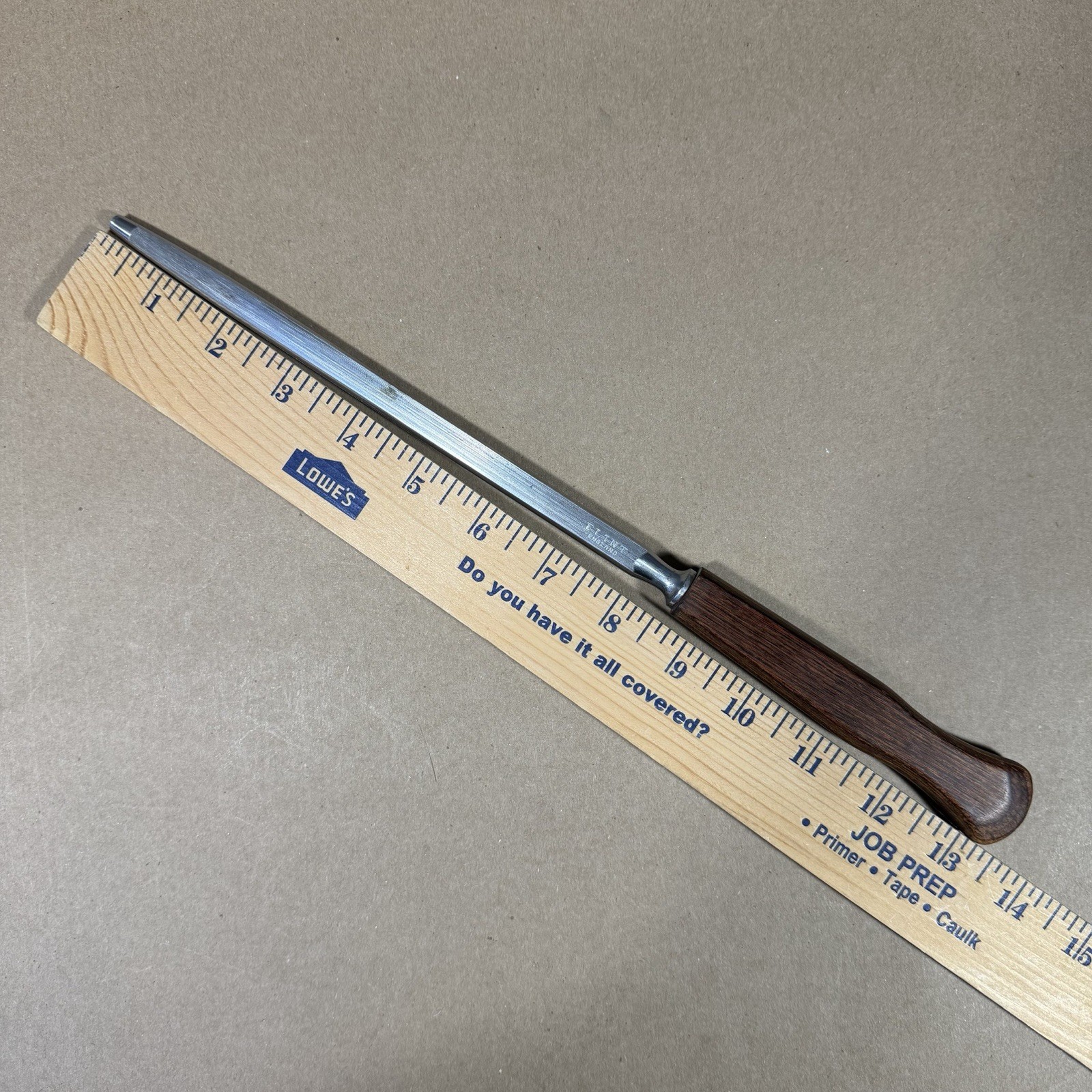 Vintage Flint Steel Knife Sharpener Honing Rod 13.5" Wood Handle England
