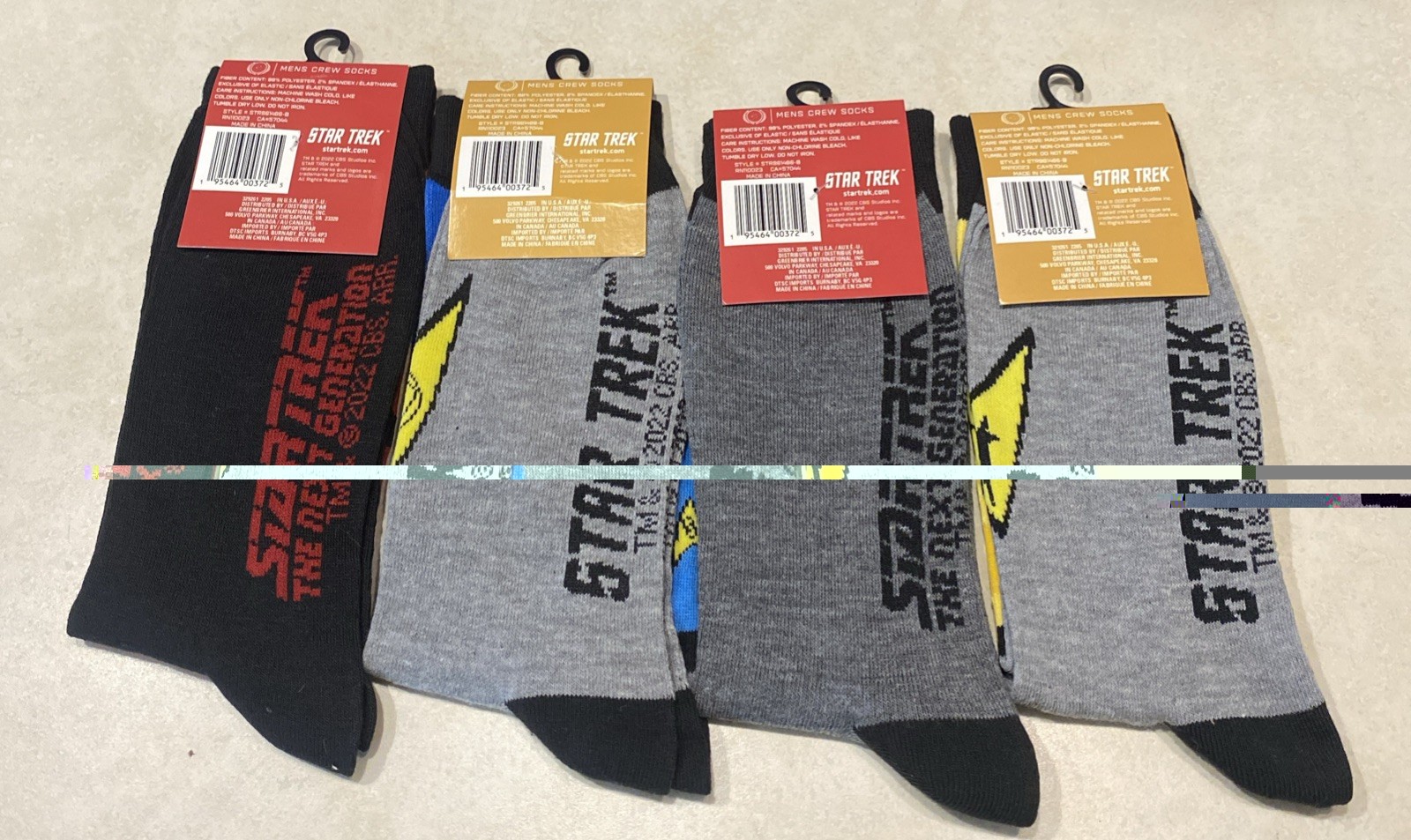 Star Trek Mens Crew Socks Size 10-13 Lot Of 4