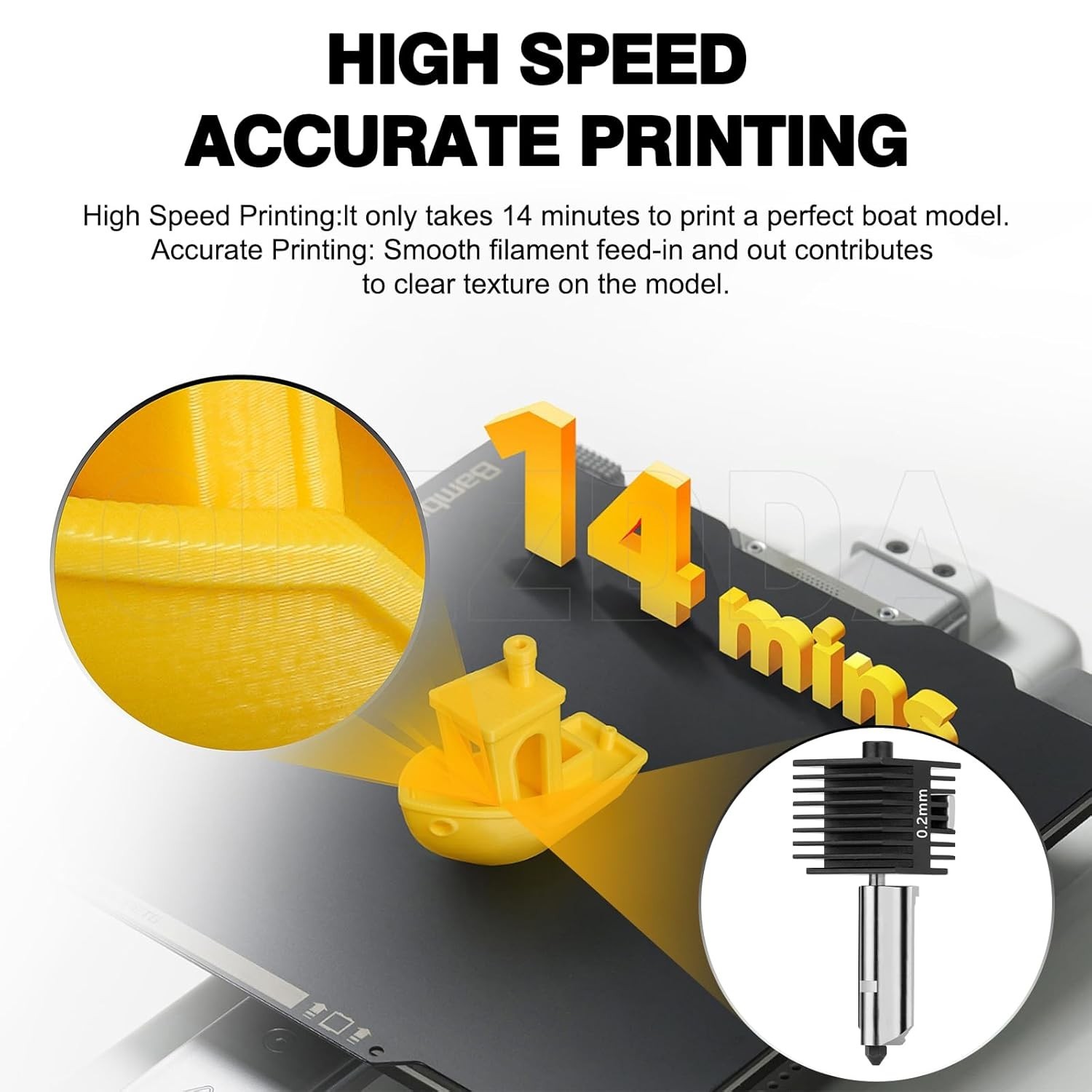 Speed Hot End A1 Mini Kit - 0.2mm Nozzle with Chrome Brass for Superior Printing