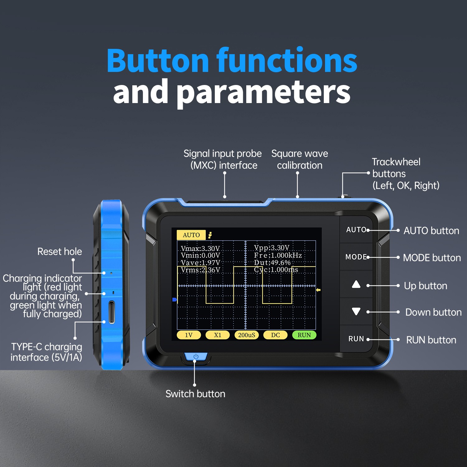 FNIRSI DSO152 Handheld Small Oscilloscope Portable Digital Oscilloscope 200KHz