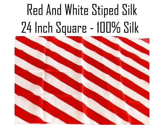 Red & White Striped Silk 100% Top Quality Silk - 24 Inch Square