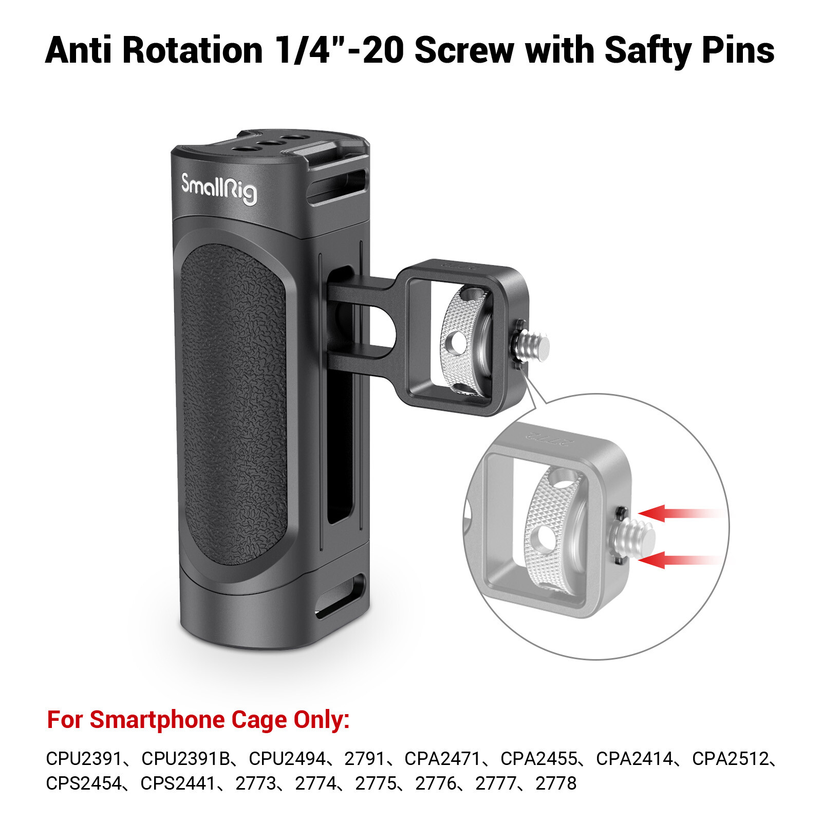 SmallRig Side Handle for Smartphone Cage Video Rig Lightweight 1/4 Threads -2772