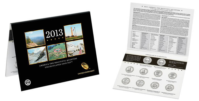 2013 P & D US Mint America the Beautiful 10 Quarters Uncirculated Coin Set