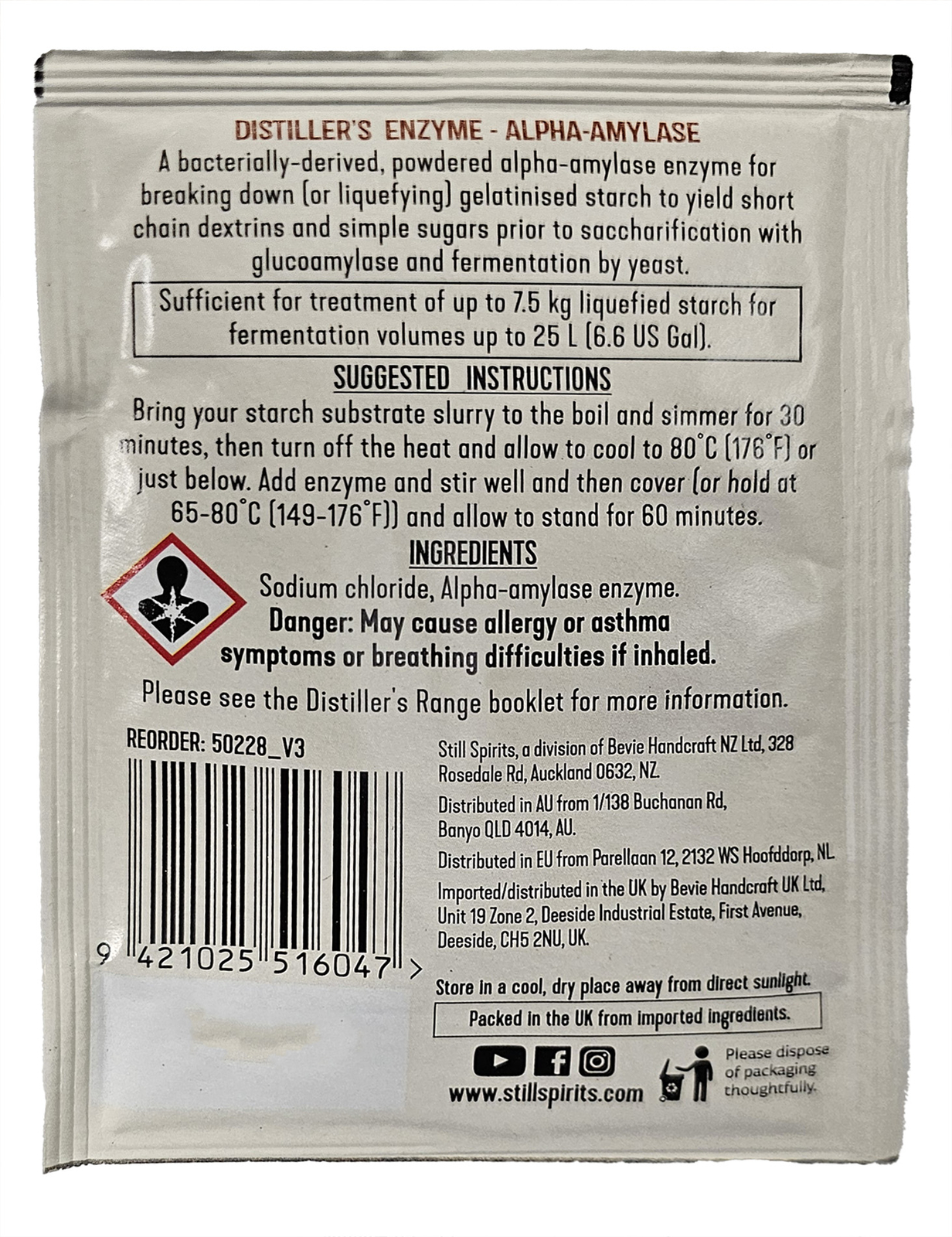 Still Spirits Distiller's Enzyme Alpha-Amylase 12 gram