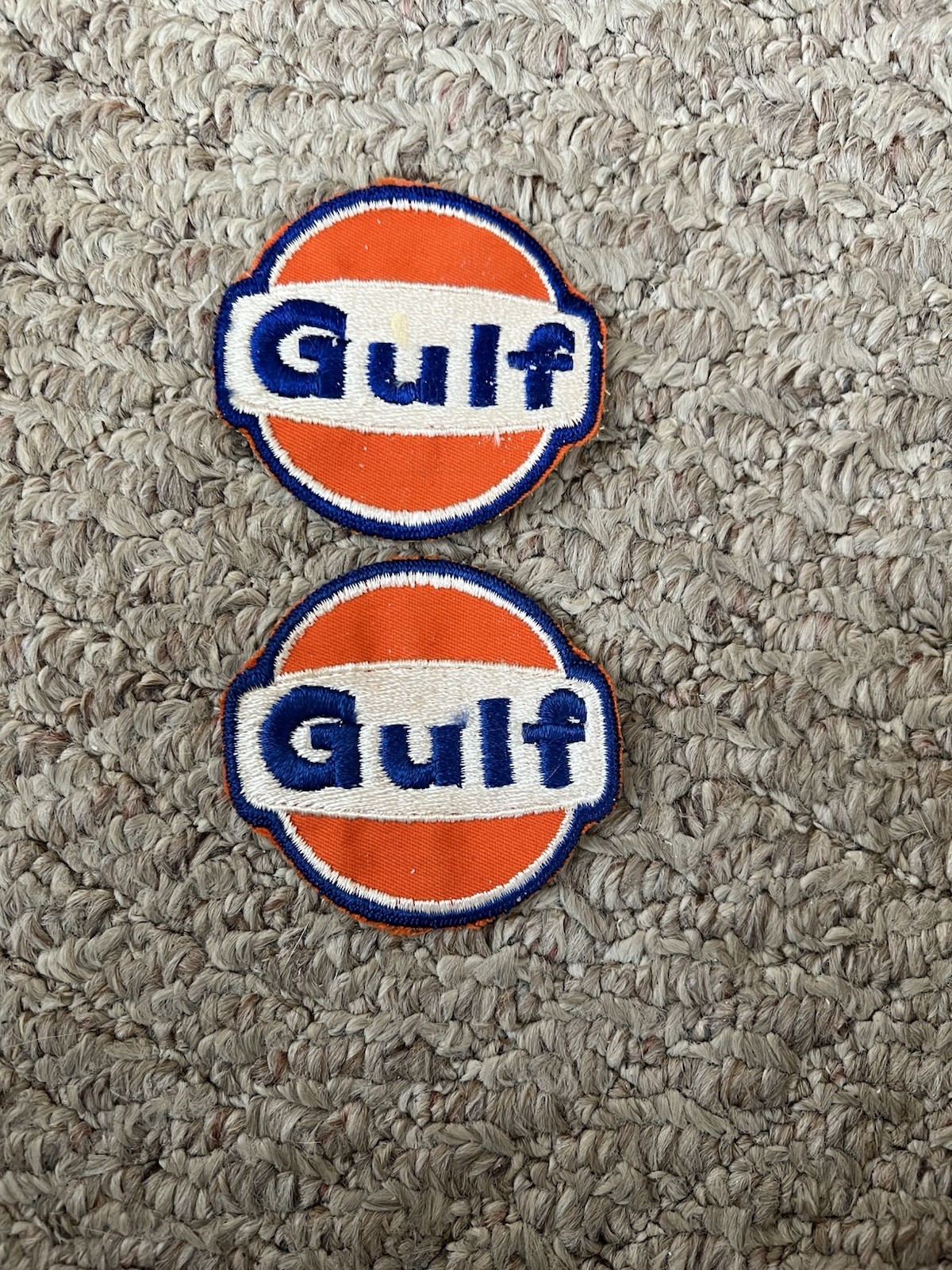 Pair Of Vintage GULF OIL SERVICE STATION SEW ON PATCHES