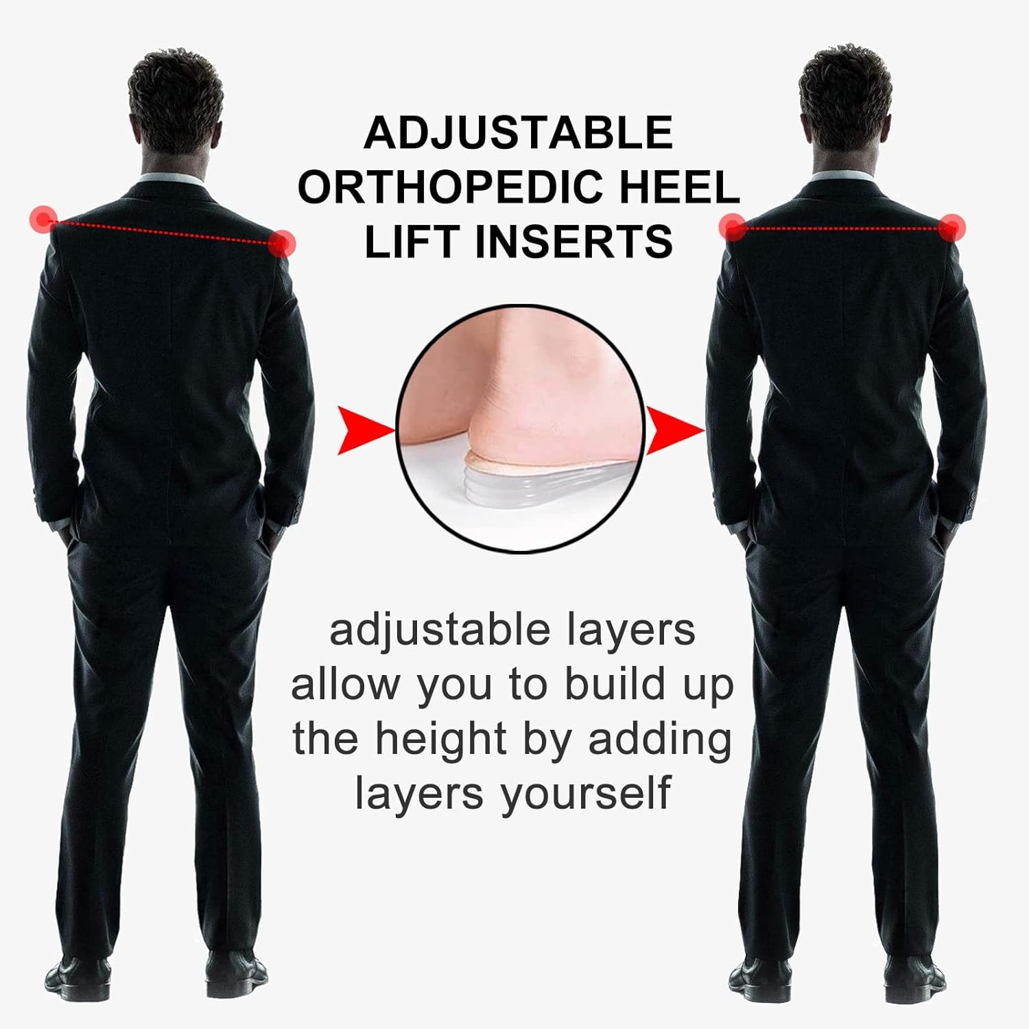 AccEncyc Adjustable Heel Lift Inserts 2 Pack Soft Silicone Height Beige