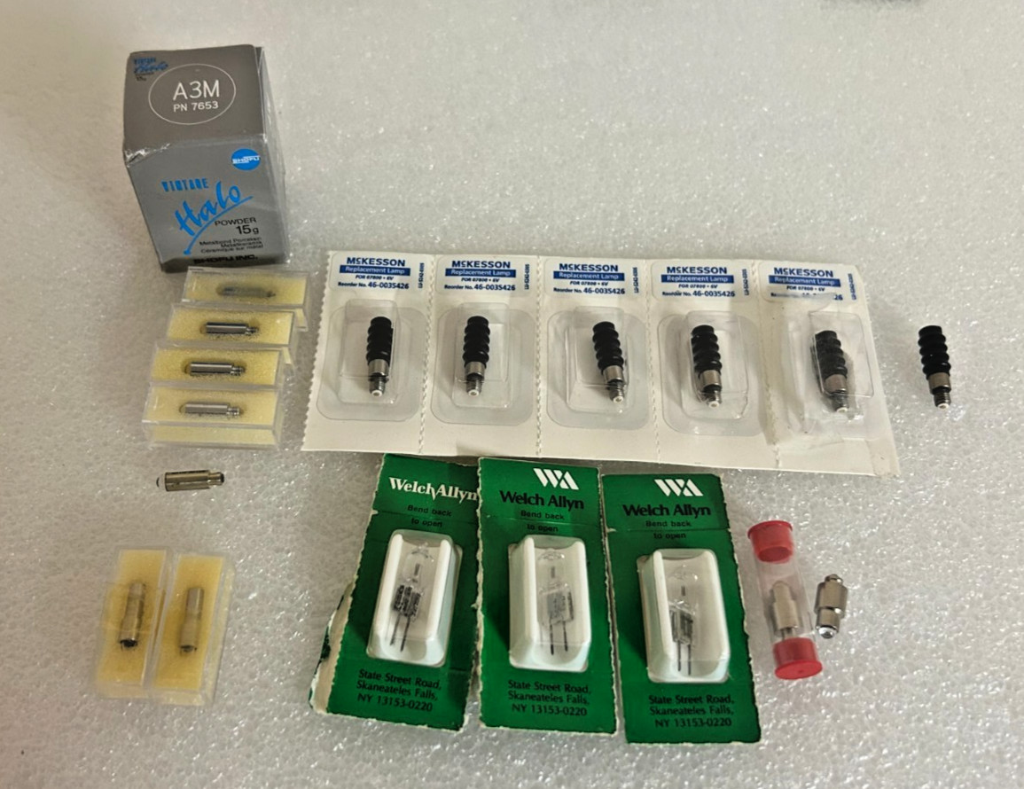 Mixed Lot of Replacement Lamps Mckesson Welch Allyn  & Shofu Porcelain Powder