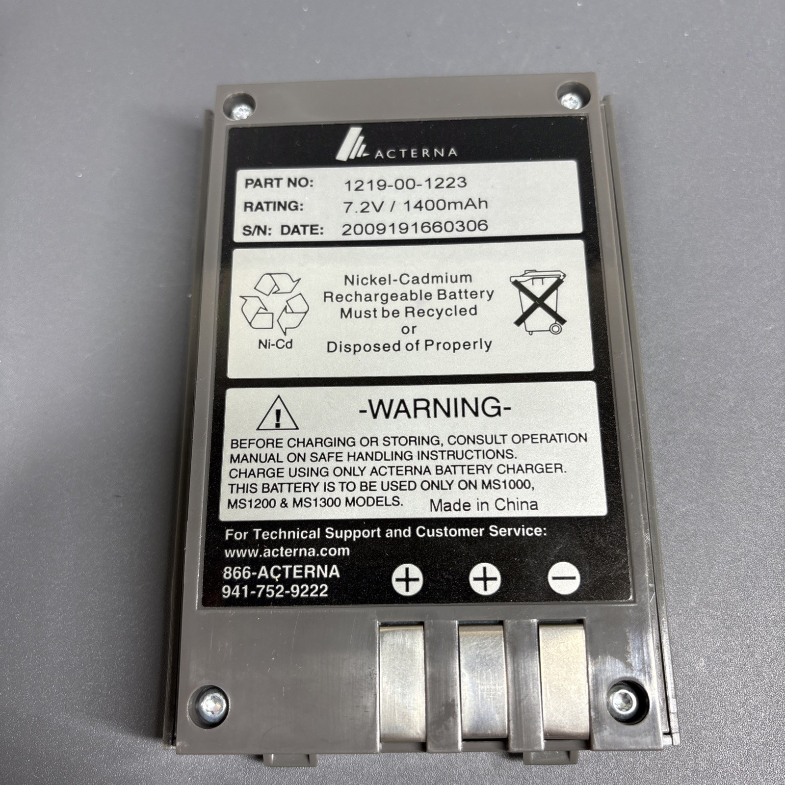 Acterna 1219-00-1223 Rechargeable Battery Pack 7.2V 1400mAh for Test Equipment