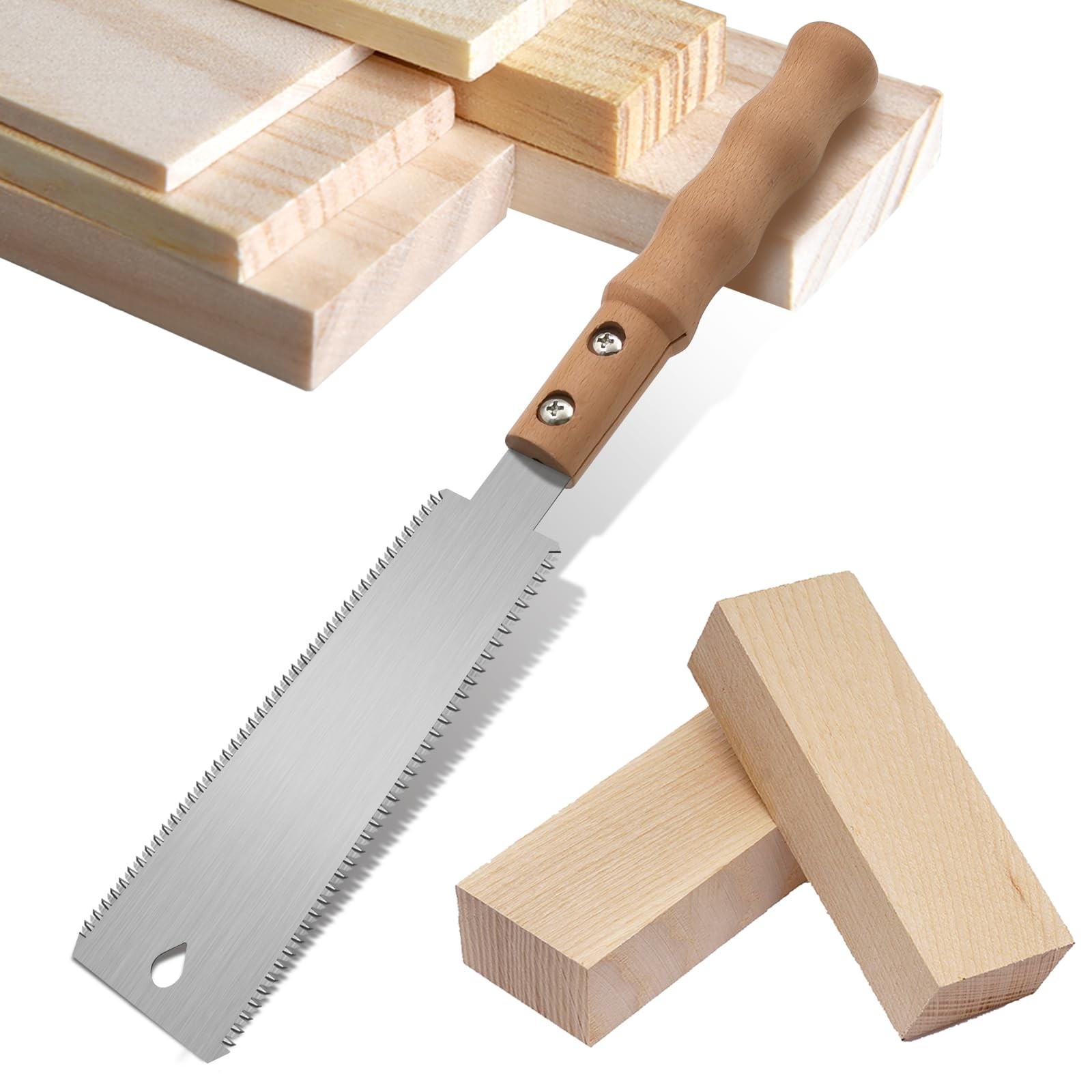 Japanese Hand Saw, 6 Inch Flush Cut Double-Sided Fine Teeth Wood Pull for Har...