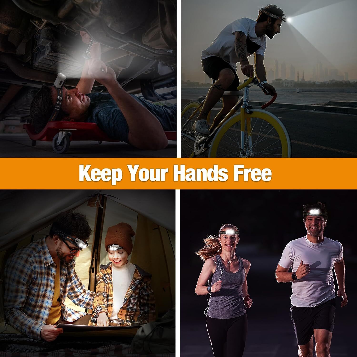 EverBrite Hat Lights Clip On Rechargeable Headlamp w/Motion Sensor 3 Models LED