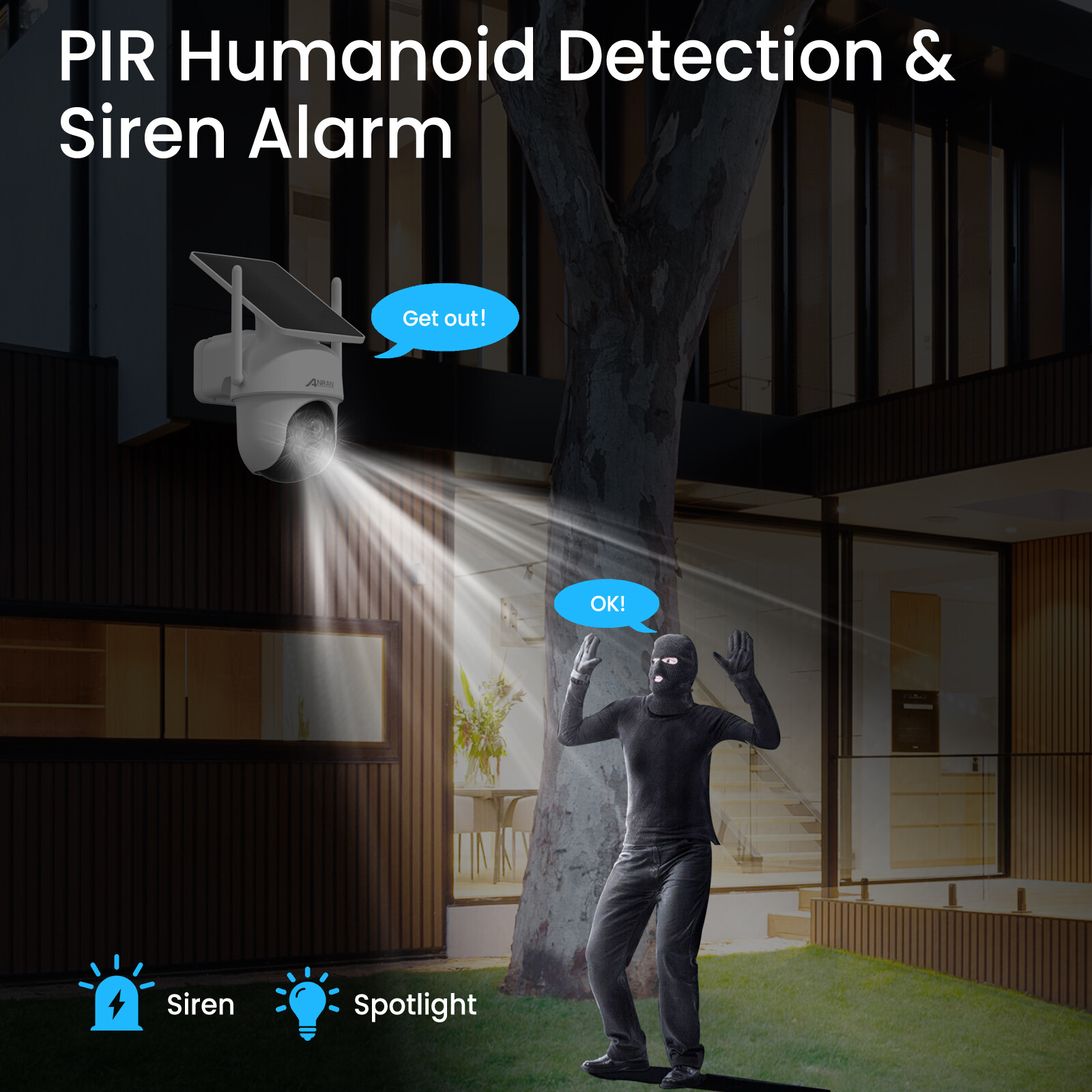 Solar Battery Powered Wireless Security Camera System Home Outdoor Wifi IP Audio