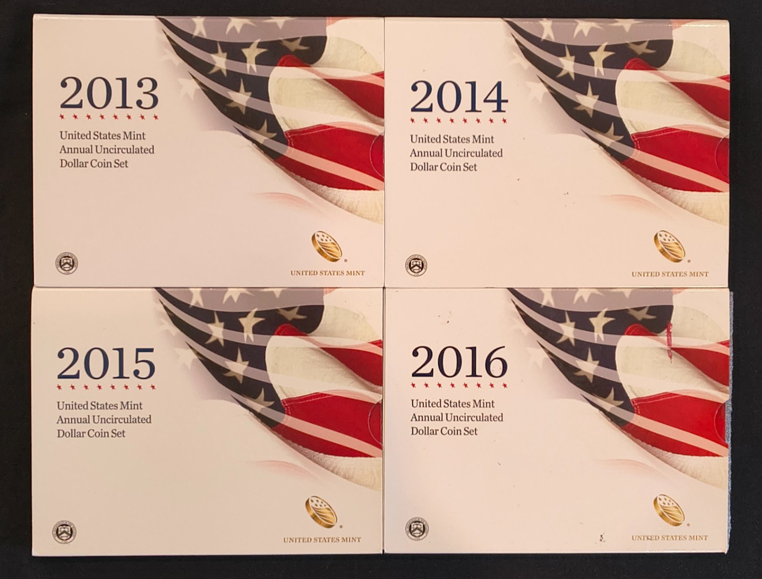 2013-2014-2015-2016 U.S. Mint Annual Uncirculated Dollar Coin Set in OGP