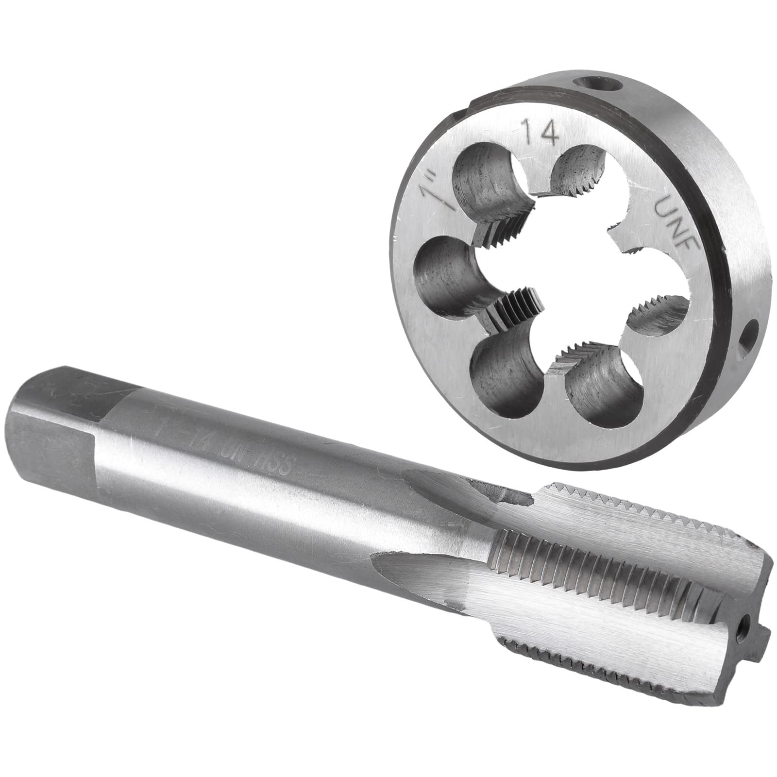Burkit 1"-14 UNF Tap and Die Set, 1" x 14 UNF Machine Thread Tap and Round Di...