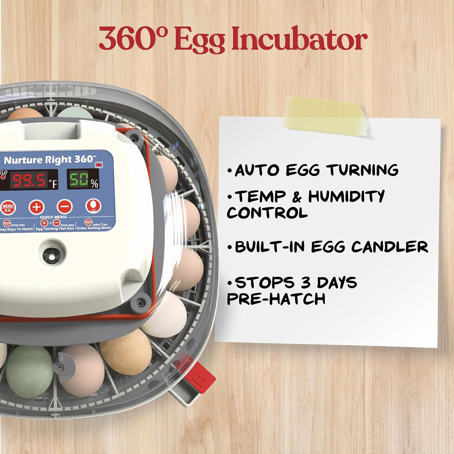 Nurture Right Egg Incubator for Hatching Chicks, Holds 12-22 Eggs, Automatic Tur