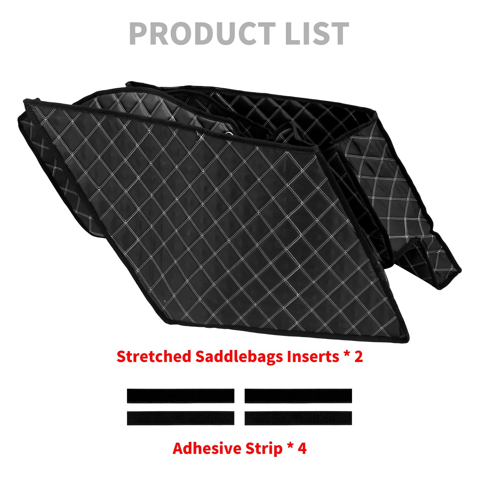 5'' Stretched Saddlebag Liners Inserts White Thread Compatible with Harley 20...