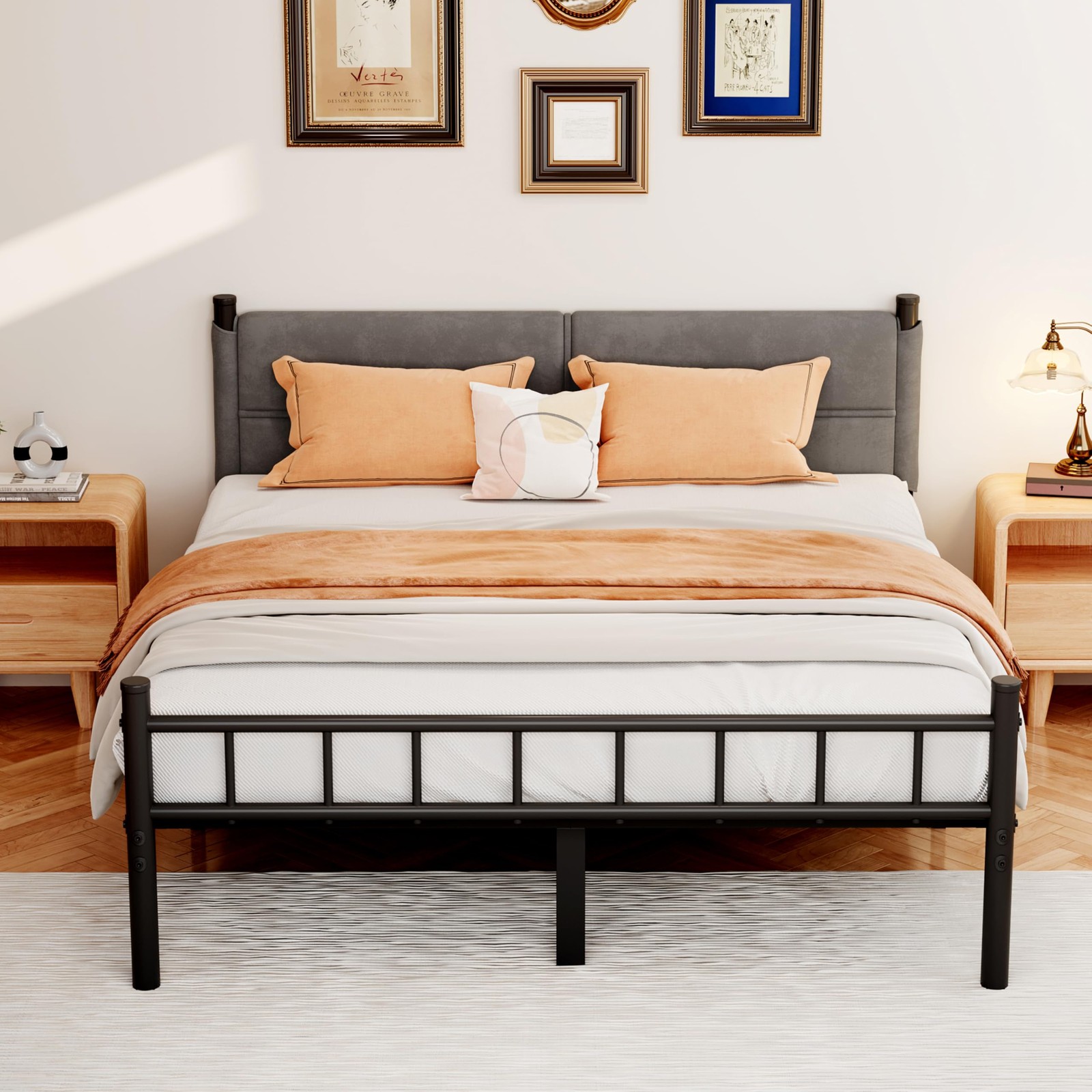 Metal Bed Frame,14Inch Full Bed Frame with Headboard,Heavy Duty Sturdy Mattre...