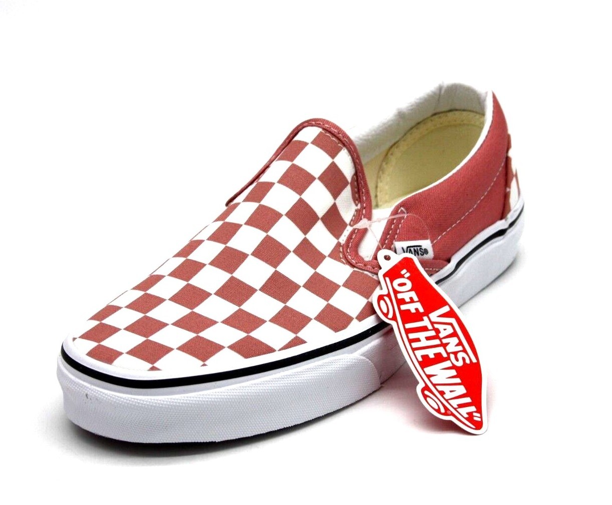 Vans Classic Slip On (Checkerboard) Rosette True White Womens SNEAKER