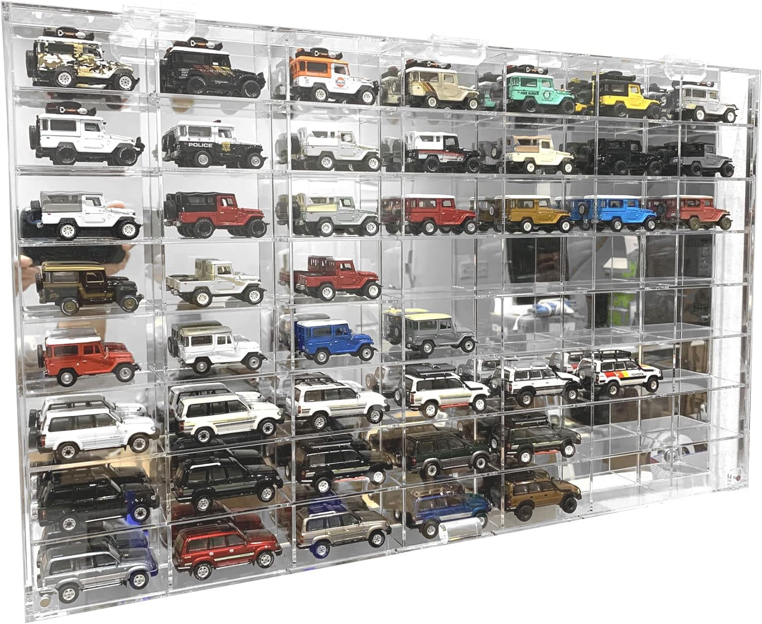Clear Display Case Wall Cabinet for Hot Small Toy Wheels 1/64 Scale Matchbox Toy