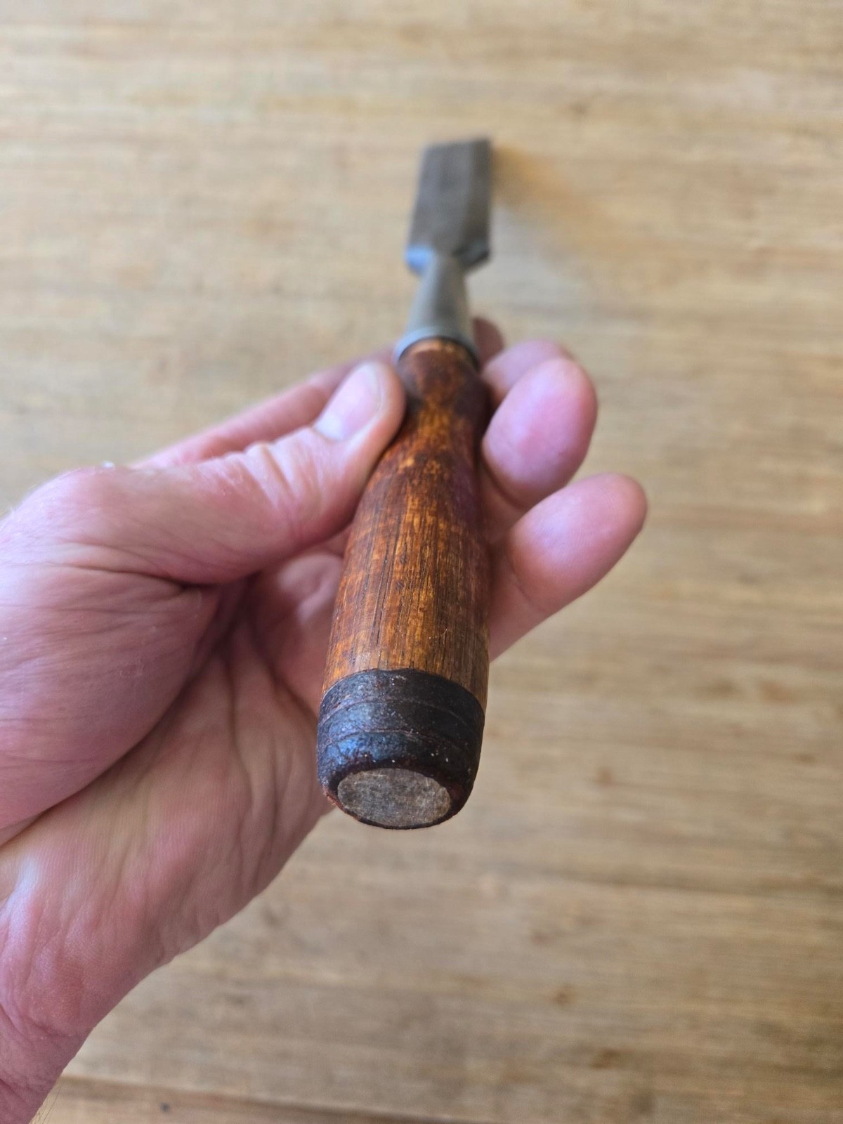 Antique James Swan 1" Wood Chisel beveled Edge Socket Butt Chisel
